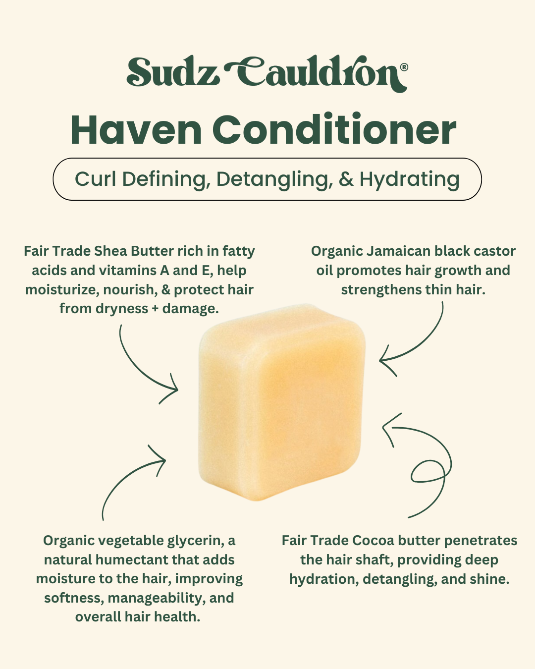 Haven Solid Conditioner, Curl Defining, Detangling, & Hydrating