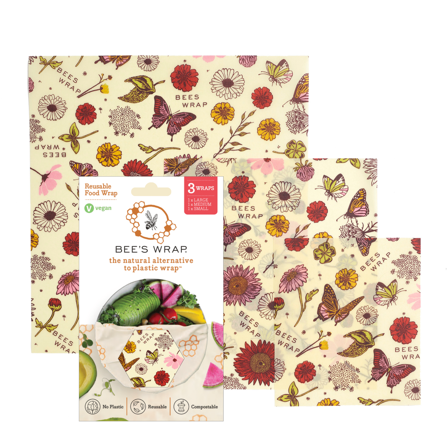 Bee's Wrap® Meadow Magic (Vegan! Plant Based Wax) - Assorted 3 Pack