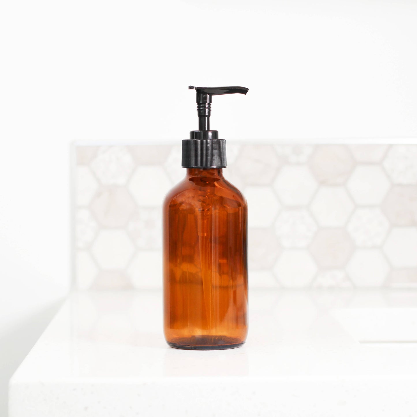 8oz Empty Amber Glass Lotion/Soap Bottle