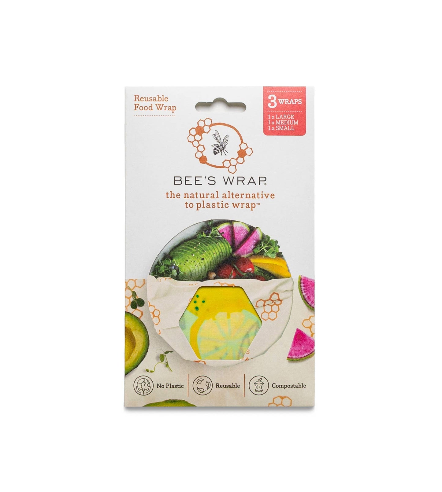 Bees Wrap Reusable Beeswax Food Wraps 3 Pack - Fresh Squeeze