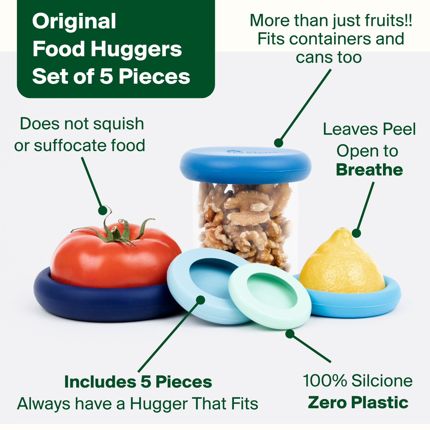 Ice Blue Food Huggers - Set of 5