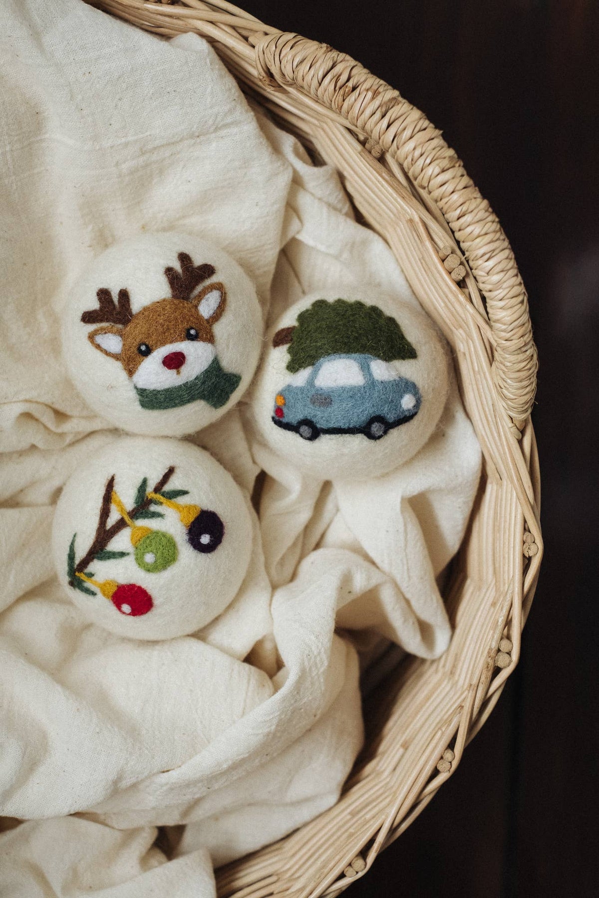 Holiday Dryer Balls Natural Wool