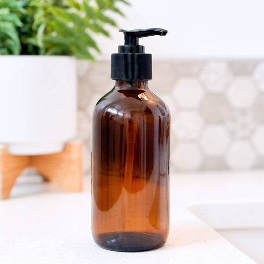 8oz Empty Amber Glass Lotion/Soap Bottle