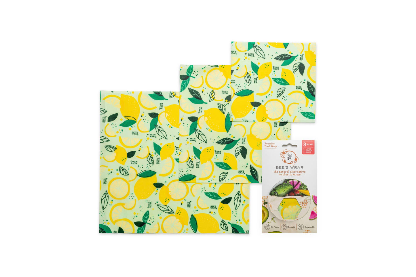 Bees Wrap Reusable Beeswax Food Wraps 3 Pack - Fresh Squeeze