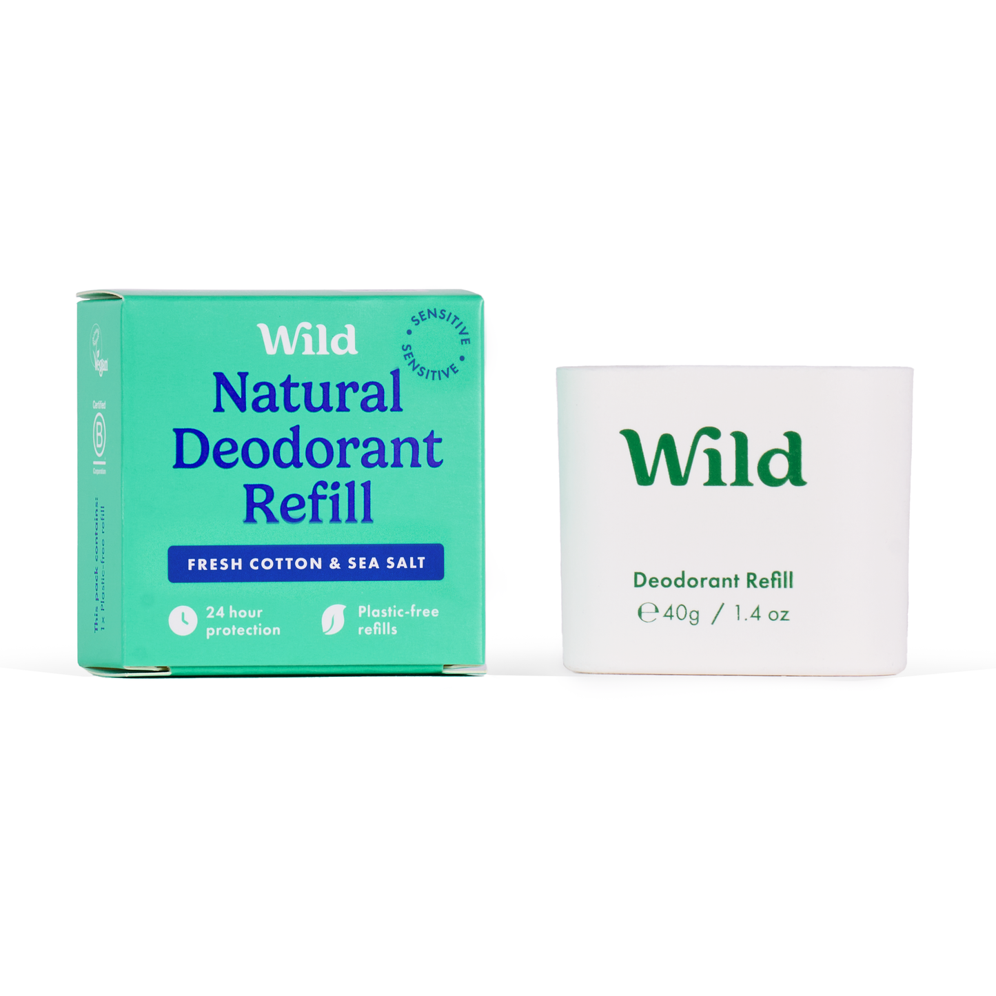 Wild Sensitive Fresh Cotton & Sea Salt Deo Refill 40g (1 pack)