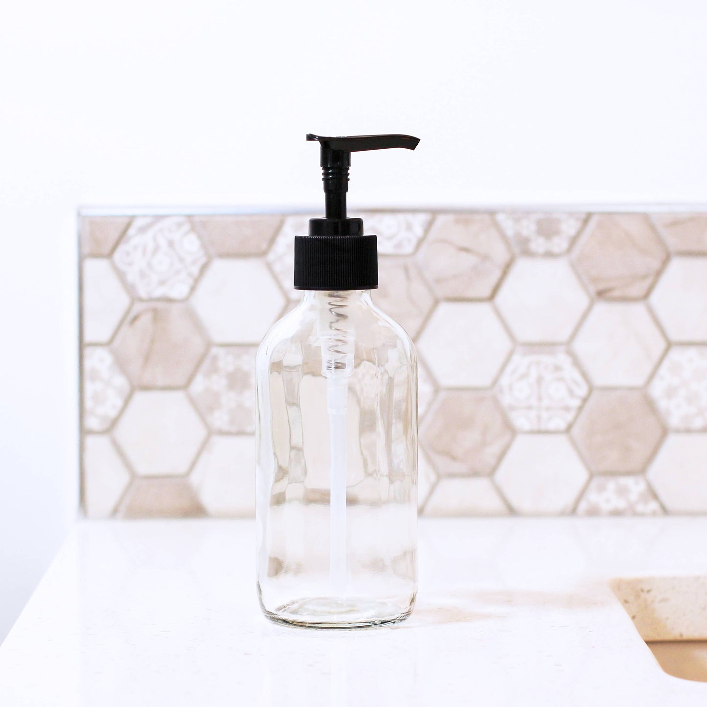 8oz Empty Clear Glass Lotion/Soap Bottle